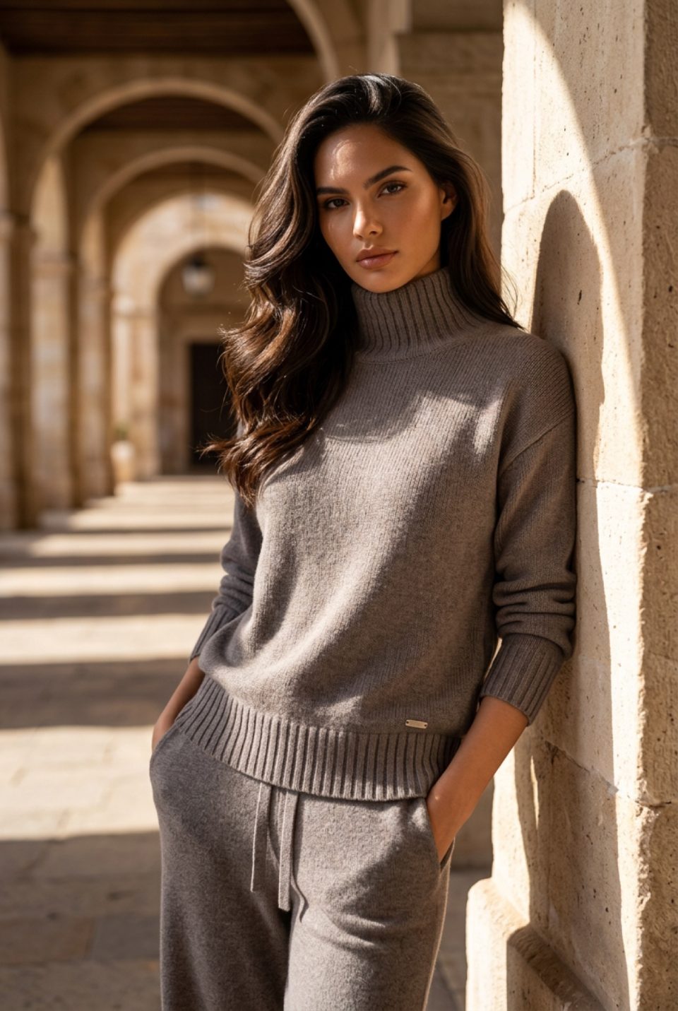 Maglione Luxury Collo In Piedi 8 Fili In Puro Cashmere
