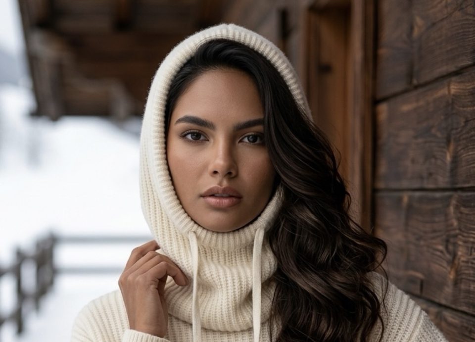 Balaclava Luxury A Coste 8 Fili In Puro Cashmere