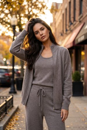 Giacca zip magl. stoffa Luxury